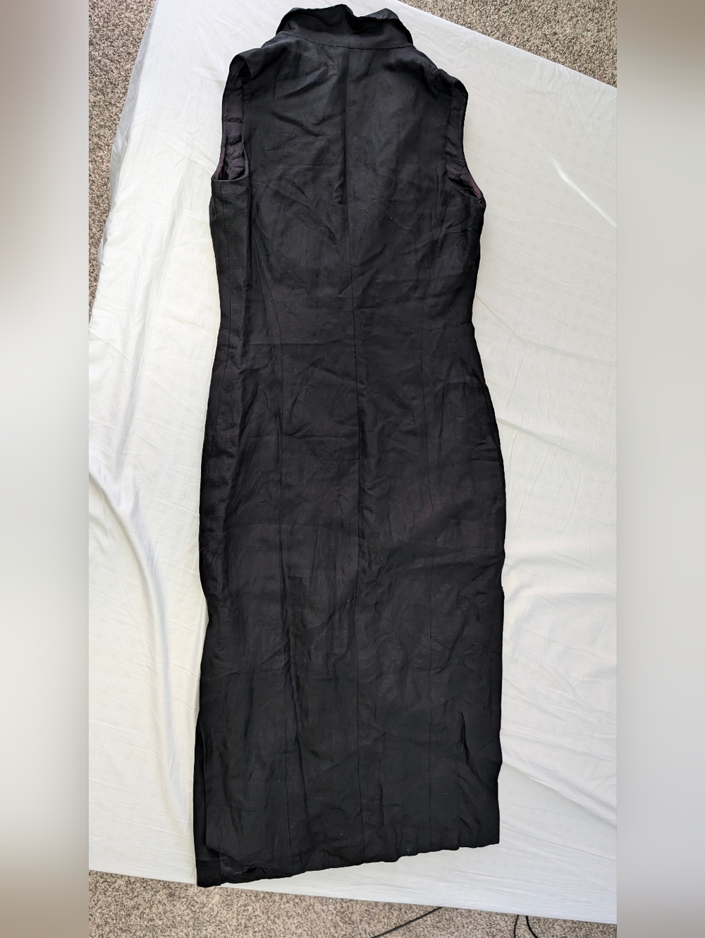 Vintage Ann Taylor Women's Black Linen Blend Collared Sleeveless Maxi Dress,Sz 6 - Picture 2 of 8